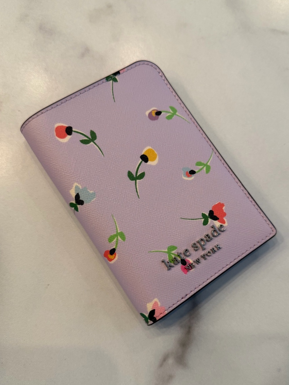 KATE SPADE Lavender Purple Cameron Ditsy Floral Wildflower Passport Cover Holder